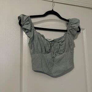 Altar’d State Mint Green Ruffle Off Shoulder Top